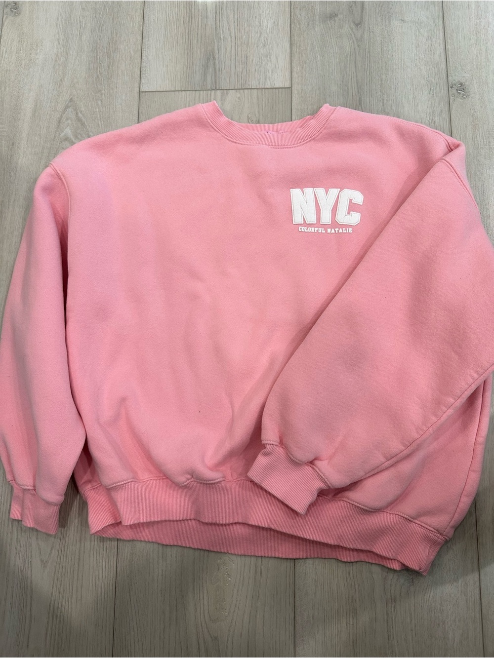 Colorful Natalie NYC Pink Crewneck Sweatshirt - Women's Cozy Pullover